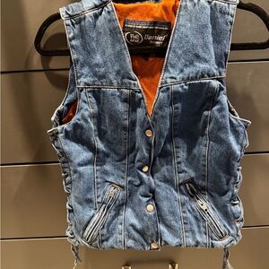 Daniel Smart Women's Blue Denim motorcycle Vest